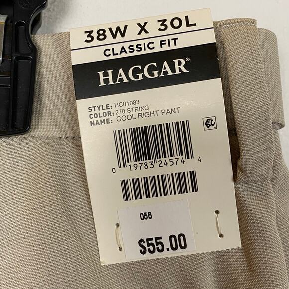 Haggar Performance Flex Classic Fit Beige Pants Size 38x30 NWT - Picture 8 of 10